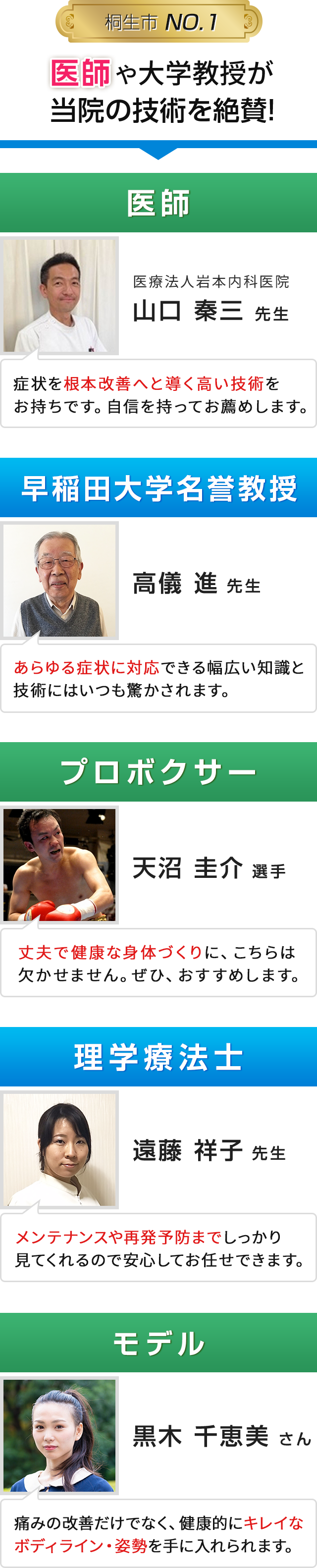 医師や大学教授が 当院の技術を絶賛!
